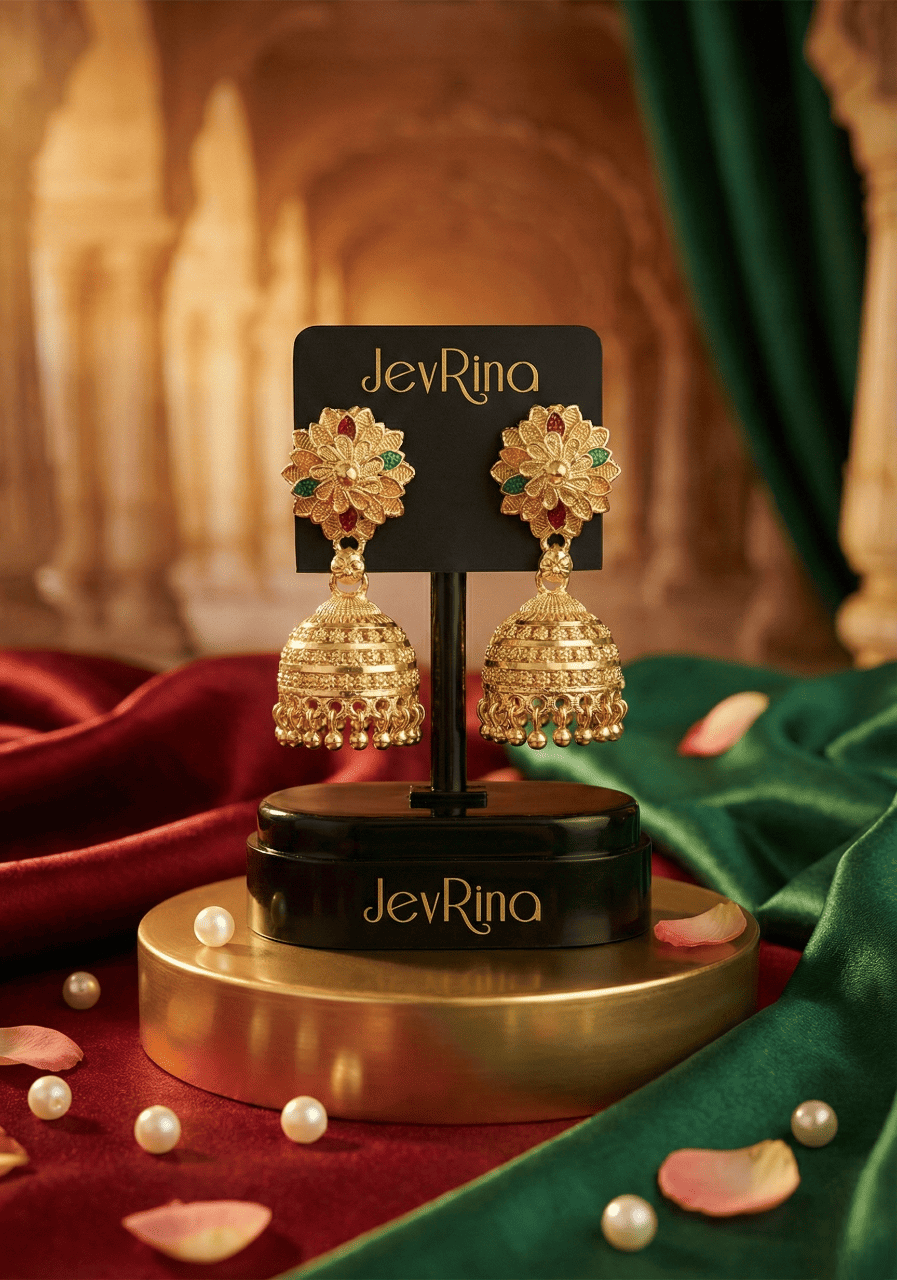 JevRina Rajasi Gold Look Jhumka