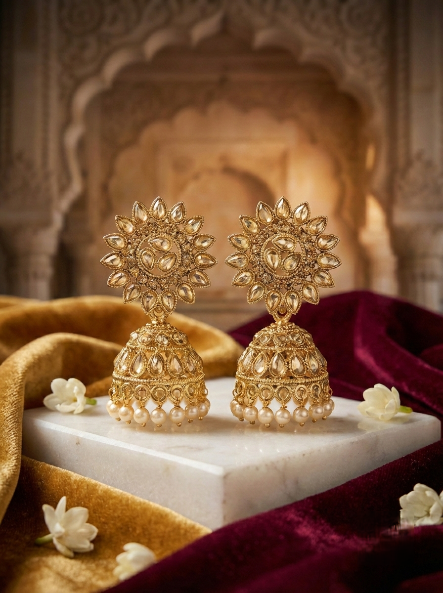 JevRina Exquisite Antique Gold-Plated Pearl Earrings